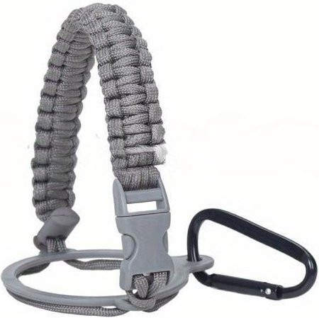 LChome Paracord Seilhalter für Wasserflaschen als tragbare Handschlaufe in Grau - Bild 1