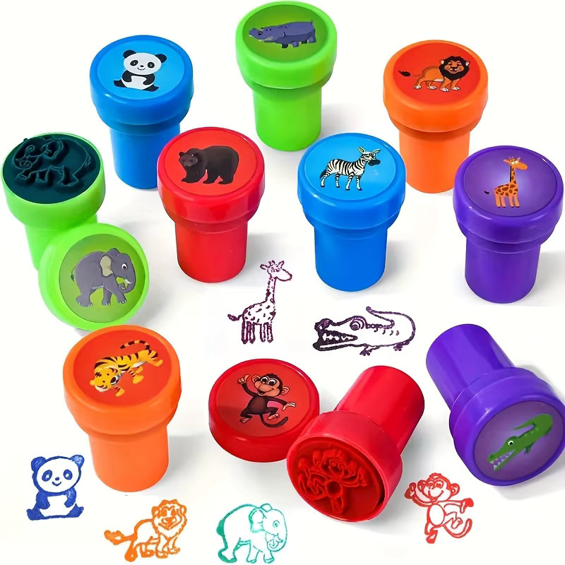 20 Stück Selbstfärbende Wildtier-Stempel für Kinder, Dschungel-Abenteuer Party Set mit gemischten Tieren in Multicolor - Bild 2