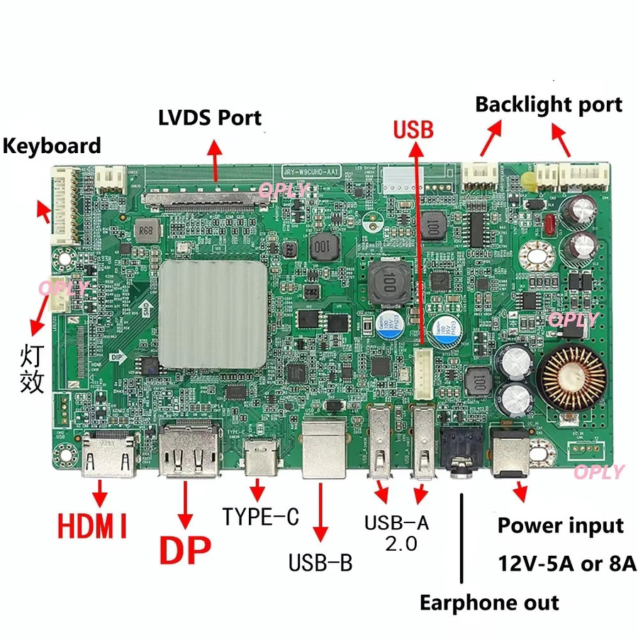 OPLY 5K Controller Board für LM270QQ1-SDE1 LM270QQ1-SDB1 27 Zoll LED Bildschirme, UHD 5120x2880, HDMI und USB Type-C, Grün - Bild 2