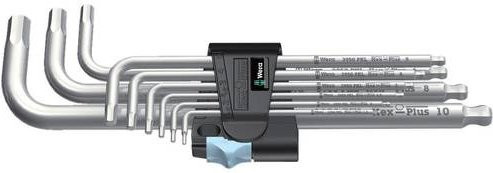 Wera 3950/9 Hex-Plus Stainless SB Winkelschlüsselsatz aus Edelstahl, 9-teilig, Silber - Bild 1