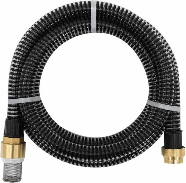 vidaXL Saugschlauch aus PVC mit Messing-Anschlüssen in Schwarz und Gold, Länge: 4 m - Bild 1