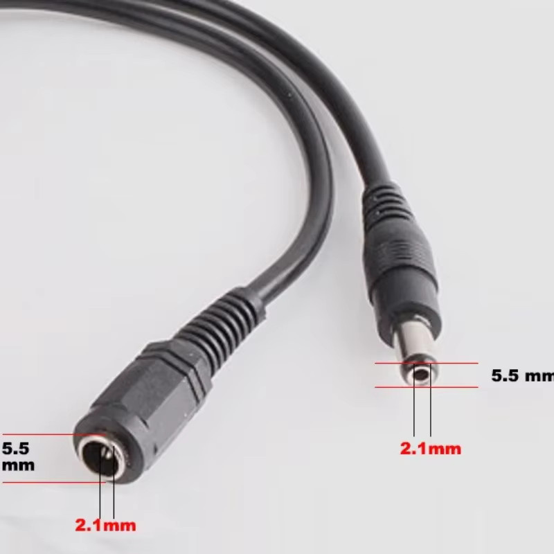 DC12V Stromverlängerungskabel mit 2,1 x 5,5 mm Stecker, männlich zu weiblich, schwarz, für CCTV-Überwachungskameras - Bild 6