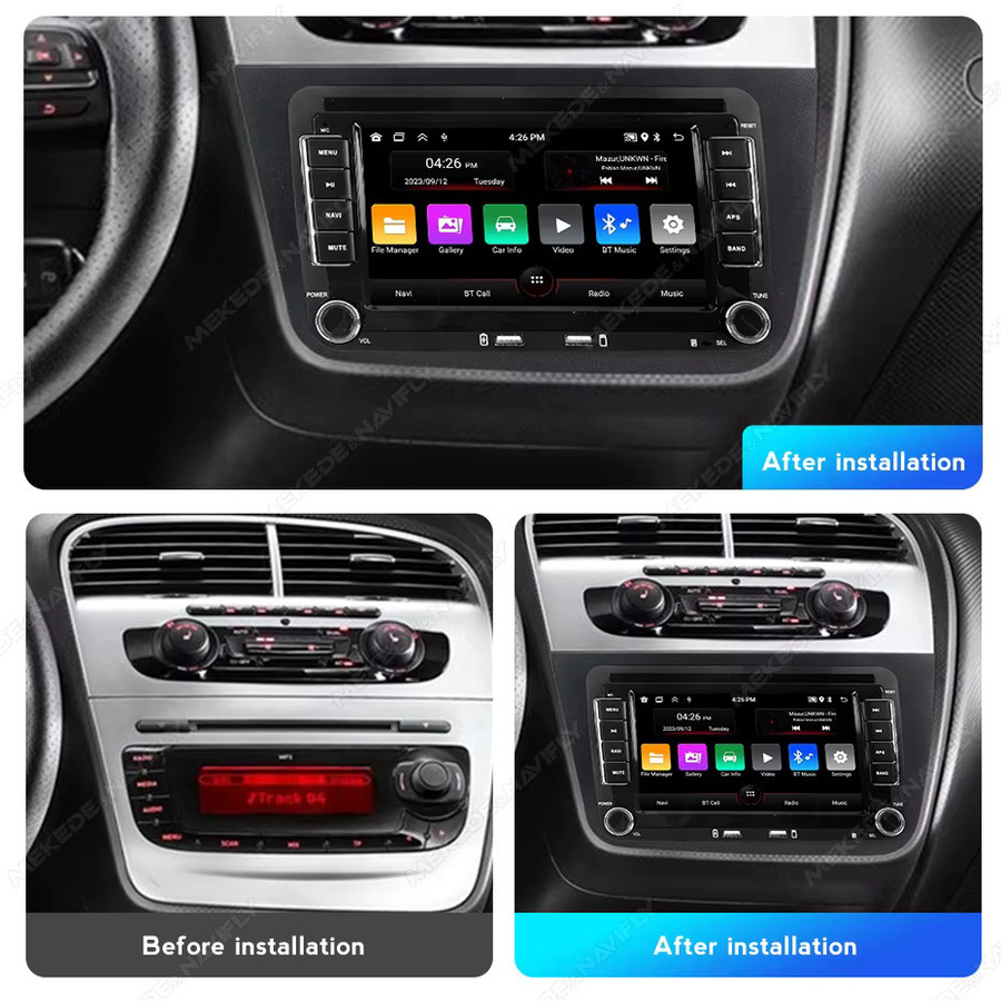NAVIFANS Android 15 Autoradio für Seat Altea 2004-2015 und Toledo 2004-2009, Multimedia-Player mit CarPlay, GPS und Navigation, 2 Din Stereo-Headunit, Schwarz - Bild 2