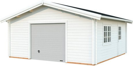 PALMAKO Garage Roger aus Holz in Weiss mit Satteldach, B/T/H: 622 x 596 x 312 cm - Bild 1