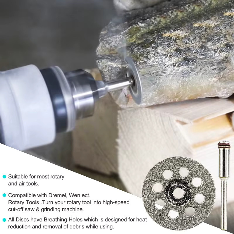 12 Stück xcan Diamant-Trennscheiben Set für Dremel-Rotationswerkzeuge mit 3 mm Dornen für Stein und Kreissägeblatt-Anwendungen - Bild 2