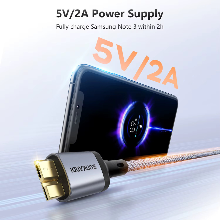 SUNKANDI USB-C auf Micro-B Festplattenkabel mit 10 Gbps Datenübertragungsrate in Grau - Bild 2