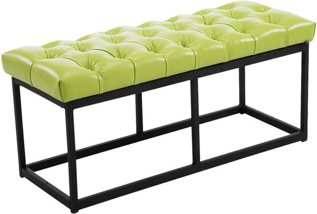 TPFLiving Sitzbank Amor aus Kunstleder in Grün mit matt schwarzem Gestell, Breite: 100 cm, Höhe: 46 cm, Tiefe: 38 cm - Bild 1