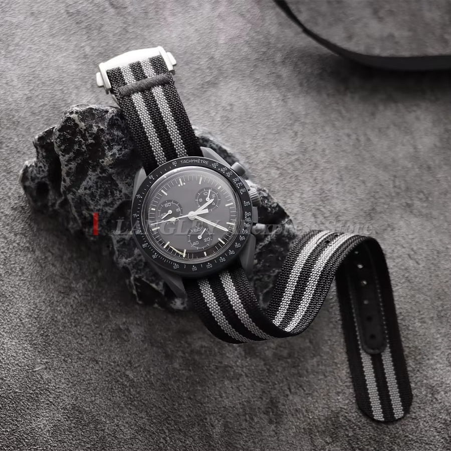 Uhrenarmband Nylon, Faltschließe, Schwarz, Herren - Bild 1