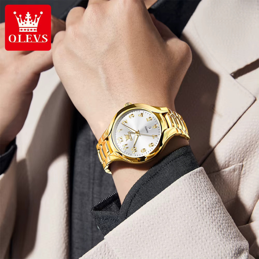 OLEVS Armbanduhr Quarz, Digital, Gold, Edelstahl, Herren - Bild 4