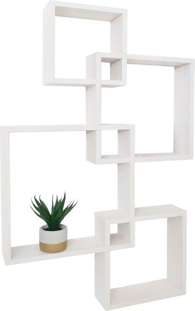 MCW Wandregal P23 Cube Set aus Kiefernholz, 4 weiße Schweberegale für Wohnzimmer, Büro oder Schlafzimmer - Bild 1