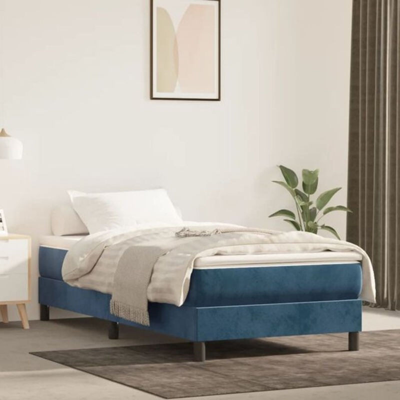 Vidaxl Boxspringbett mit Matratze aus Samt in Blau, B/T/H: 90 x 190 x 25 cm - Bild 1