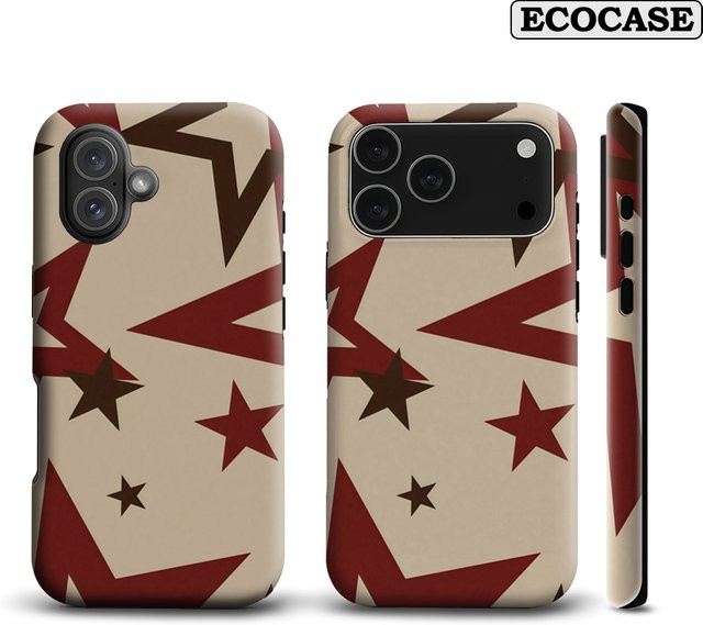 Handyhülle mit Retro-Sternmuster für iPhone 11 bis iPhone 17 Pro Max Plus in Multicolour mit doppelschichtiger Rückseite von Potdemiel - Bild 1