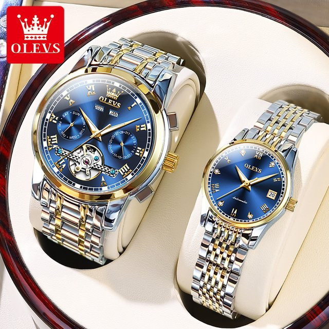 OLEVS Armbanduhr, Mechanisch, Edelstahl, Blau, Unisex - Bild 1
