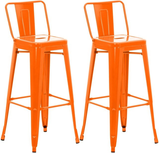 DELUKE 2er Set Barhocker LEKEL aus Metall in Orange mit Lehne, B/T/H: 44 x 43 x 96 cm - Bild 1