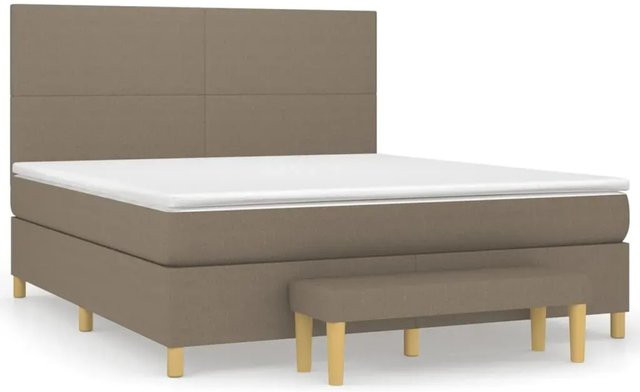 vidaXL Boxspringbett mit Matratze in Taupe, Hybrid-Design mit Taschenfederkern, B/T: 180 x 200 cm - Bild 1