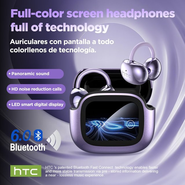 HTC NE32 TWS Bluetooth 6.0 HiFi Wireless Headset in Schwarz mit IPX5 Wasserdichtigkeit und USB-C Anschluss - Bild 1