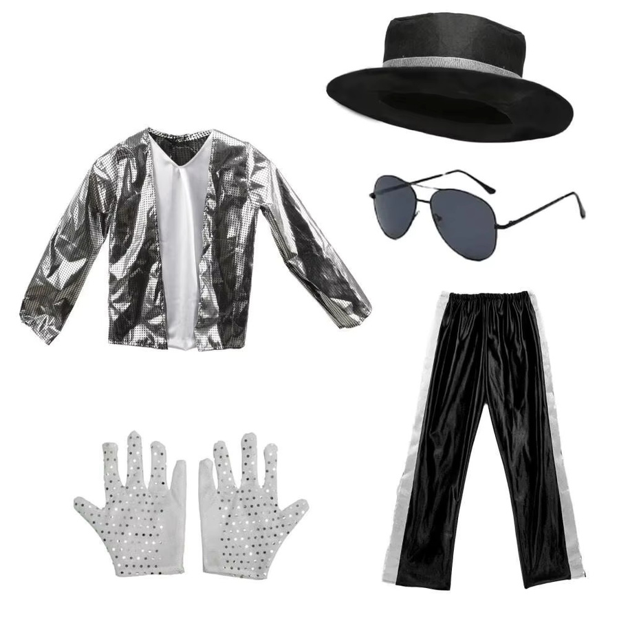 cosfans Michael Jackson Kostüm, Schwarzer Anzug, Jungen, Schwarz - Bild 4