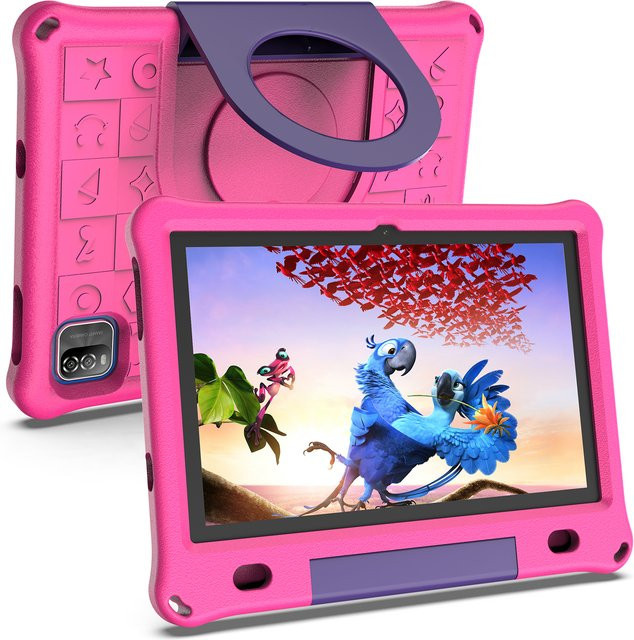 PRITOM Android Tablet für Kinder 10,1 Zoll mit Schutzhülle, 64GB Speicher, Octa-Core Prozessor, Dual-Kamera und Kindersicherung in Pink - Bild 1