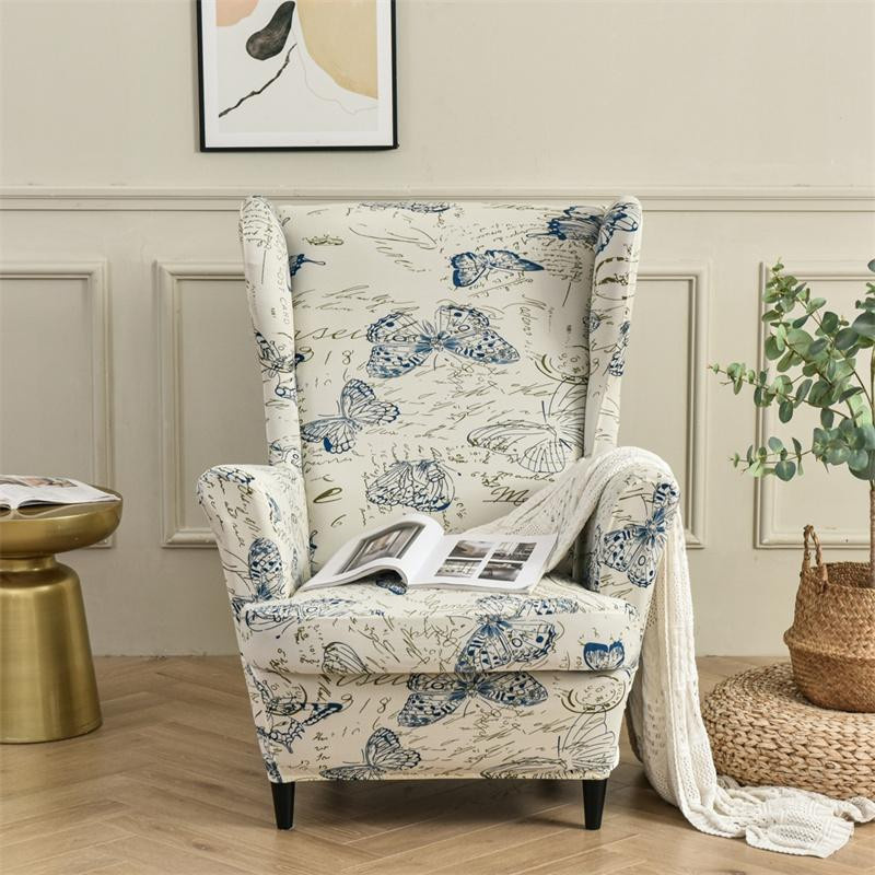 2er-Set Yiran Sesselbezüge im Landhausstil mit floralem Muster, dehnbar und staubdicht, inklusive Sitzkissenbezügen für Ohrensessel - Bild 1
