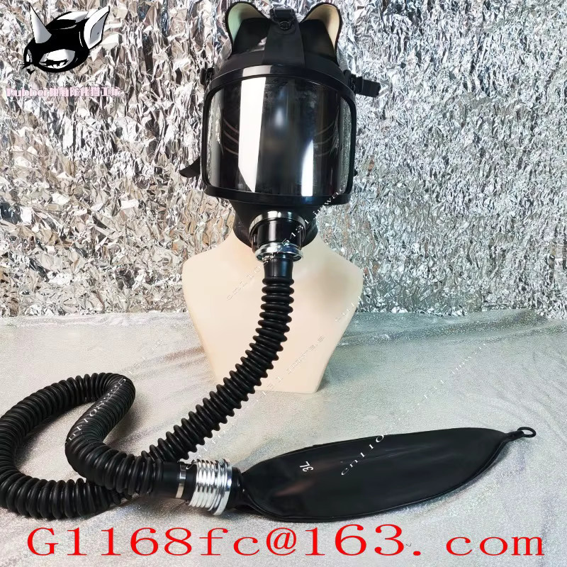 Versilbertes Gebogenes Gasmasken-Set mit Vollgesichtsmaske und großem Sichtfeld in Silber und Schwarz - Bild 4