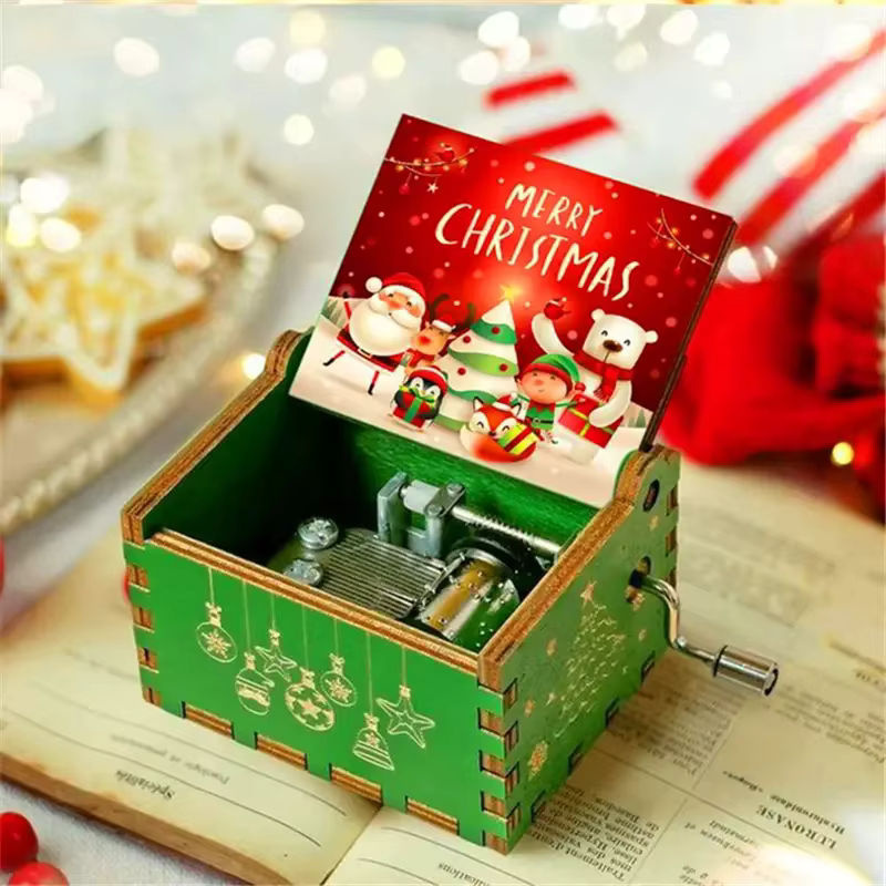 Eyesin Holz Spieluhr mit Handkurbel im Anime-Design als Dekoration für Weihnachten und Halloween - Bild 2