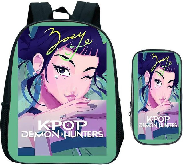 Huntrix Kinder Rucksack Set mit Federtasche Dämonenjäger Motiv für Mädchen und Jungen, Mehrfarbig - Bild 1
