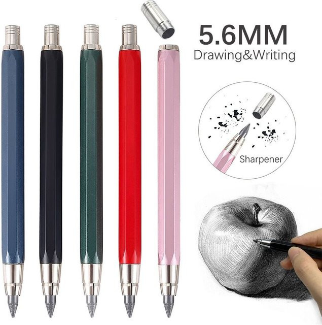 Metall Druckbleistift 5,6 mm mit Bleistiftspitzer in Multicolour für Skizzen und Zeichnungen - Bild 1