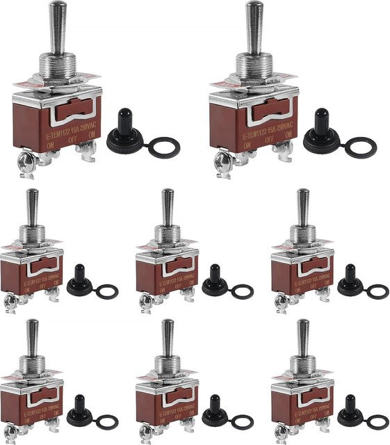 8er Set AOKIN Wasserdichte Kippschalter 12V DC 20A Heavy Duty Marine SPDT 3-Pin (ON)-Off-(ON) 250V AC - Bild 1