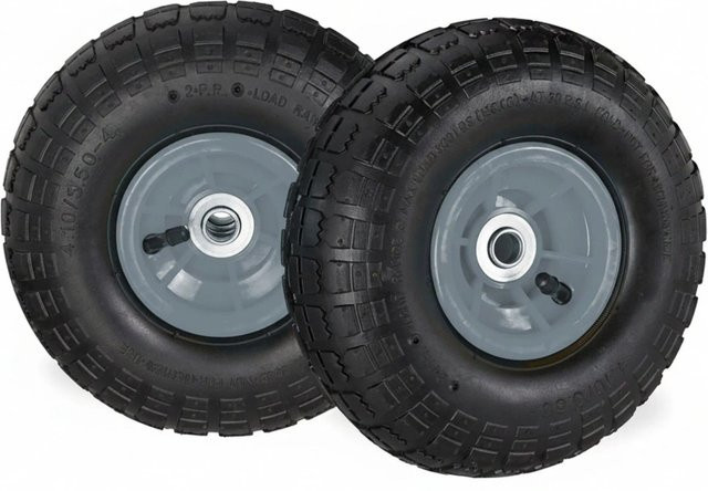 Relaxdays Sackkarrenrad 2er Set aus Gummi und Kunststoff, luftbereift, Farbe: Schwarz/Grau, Durchmesser: 26 cm, Breite: 8,5 cm - Bild 1