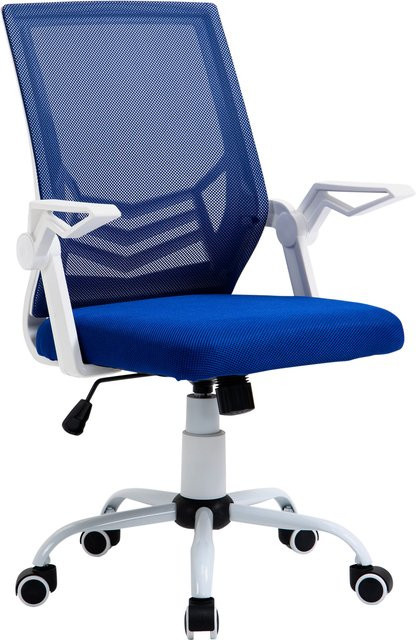 Vinsetto Ergonomischer Bürostuhl aus Mesh mit Lendenstütze und klappbaren Armlehnen, Blau, B/T/H: 62,5 x 55 x 94-104 cm - Bild 1