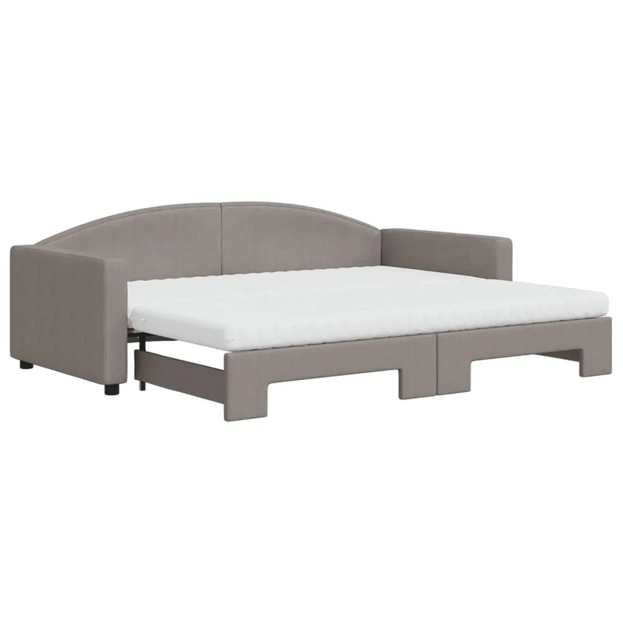 vidaXL Tagesbett ausziehbar mit Matratze in Taupe mit modernem Design und Schaumstofffüllung B/T/H: 90 x 200 cm - Bild 2
