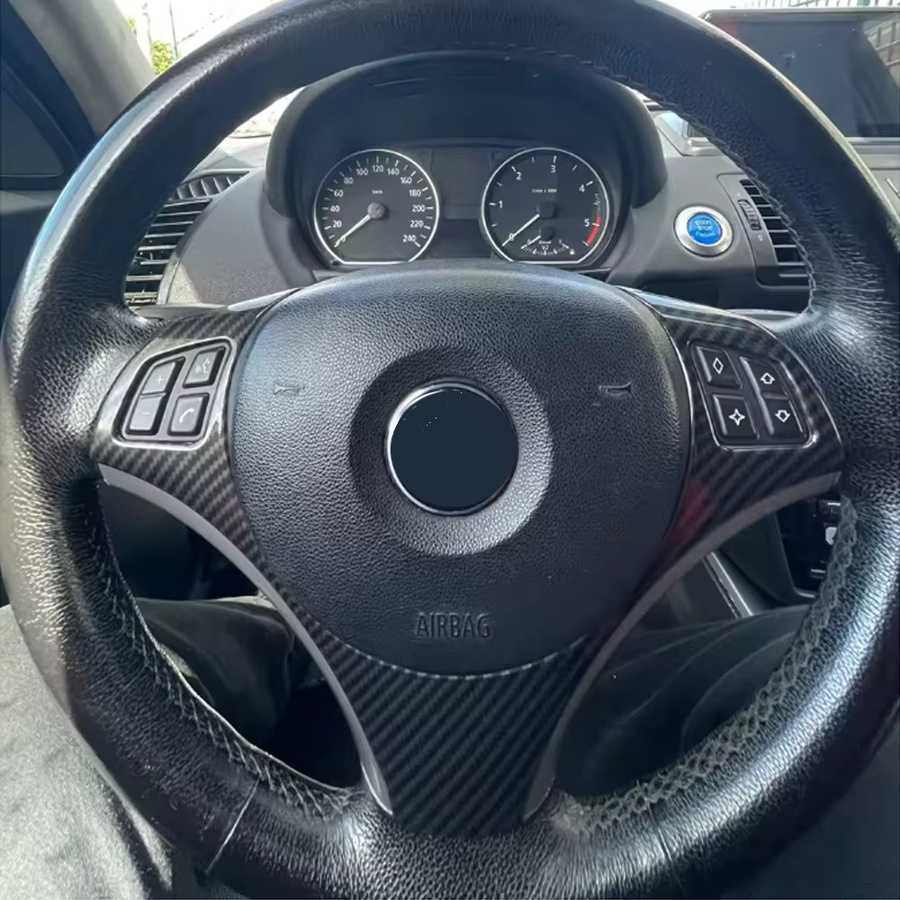 Lenkrad Panel Abdeckung Rahmen Trim Zubehör für BMW E90 3er Serie 2005-2012 und BMW E87 1er Serie 2004-2011 in Schwarz - Bild 3