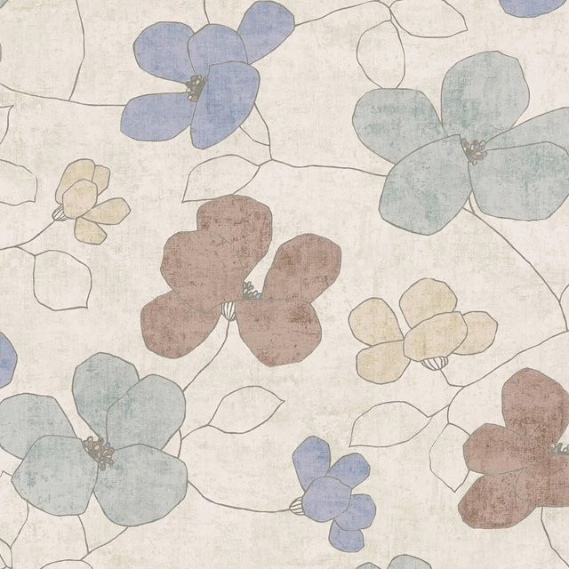 PROFHOME 791473-GU Blumen Tapete Floral Matt in Grau, Blau, Braun und Beige, Breite: 0,53 m, Länge: 10,05 m - Bild 1