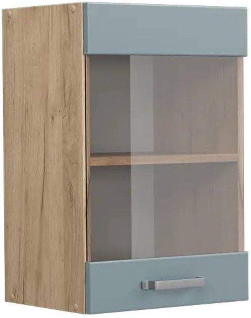 Vicco R-Line Küchenglasschrank Glashängeschrank in Blau-Grau und Goldkraft Eiche, B: 40 cm, H: 60 cm, T: 31 cm - Bild 1