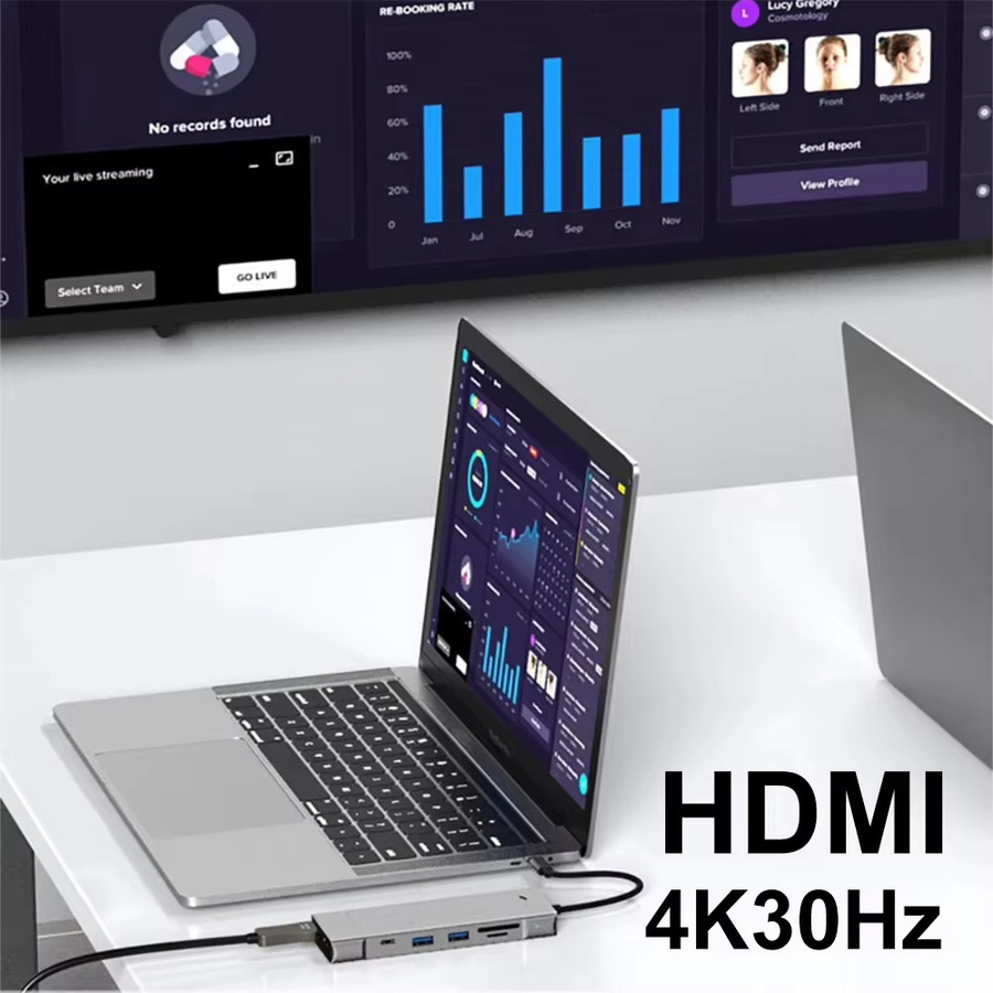 KEBIDUMEI 8-in-1 M.2 SSD-Dockingstation mit 10 Gbit/s USB 3.2 Hub, USB-C zu SATA und NVMe Adapter sowie HDMI für Laptop und Macbook - Bild 6