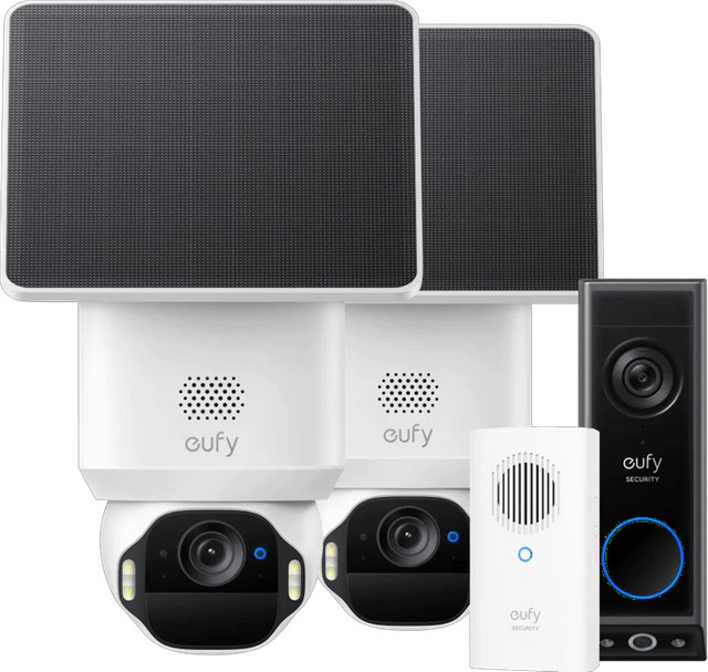 eufy Sicherheitsset: SoloCam E42 Doppelpack, Video Doorbell E340 und Chime in Weiß mit Wi-Fi - Bild 1