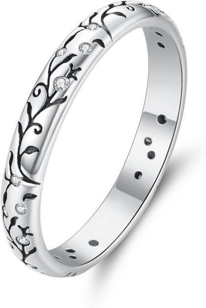 BAMOER Bandring 925 Silber, Rankenmuster, Damen, Ringgröße 8 - Bild 1