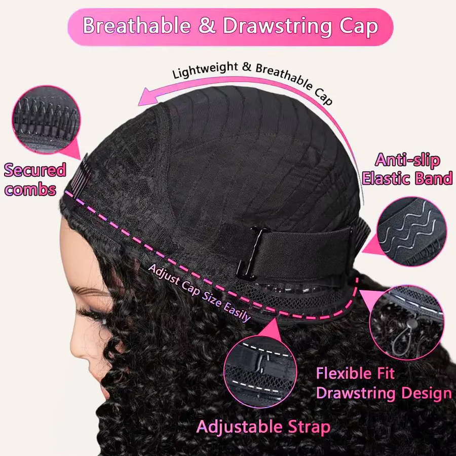 SUNPER QUEEN Halbperücke, Echthaar, Kinky Curly, mit Stirnband - Bild 6