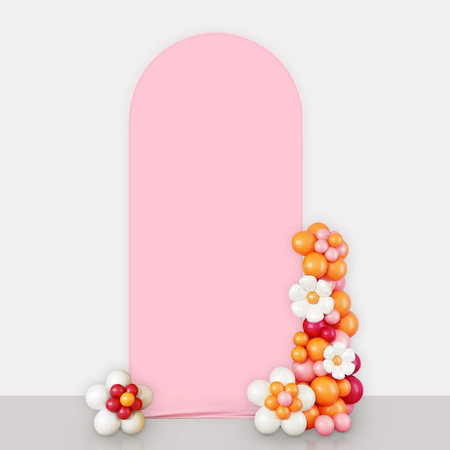 AIBIIN Set Bogen-Hintergrundabdeckungen aus Spandex für Hochzeit, Geburtstag und Party, einfarbig, Weiß und Rot - Bild 2