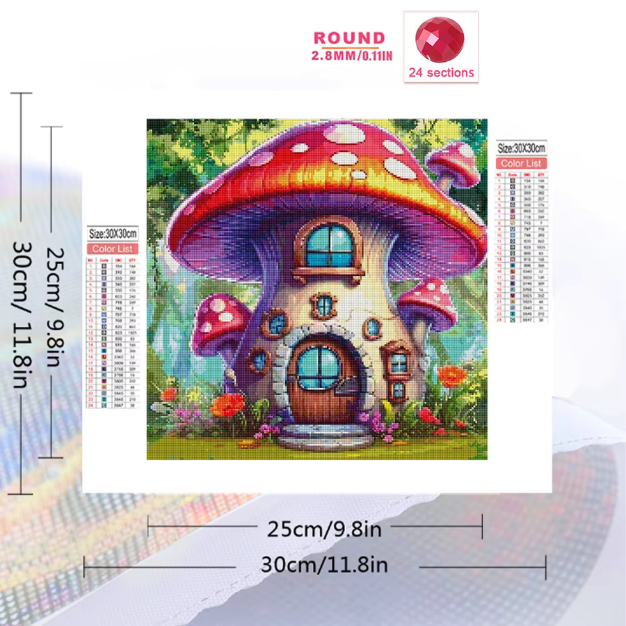 EverShine Pilzhaus 5D DIY Diamant-Stickerei, Diamantmalerei, Landschaft, Cartoon Mosaik - Bild 2