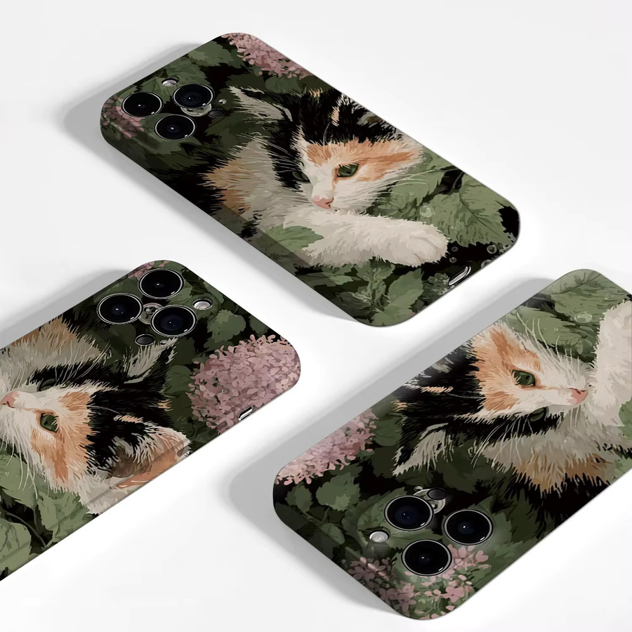 Robuste Handyhülle mit Calico-Katze im Garten für iPhone 17 16 15 14 13 Pro Max Plus von Potdemiel, Mehrfarbig - Bild 2