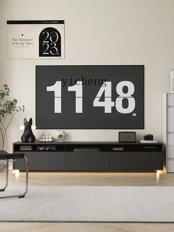 Minimalistischer TV-Schrank in Schwarz als multifunktionales Laser-TV-Fach für dein Heimkino im Wohnzimmer - Bild 2