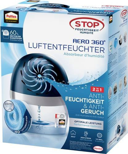 Pattex Aero360 Luftentfeuchter für bis zu 50m³ in Weiß und Blau inklusive 450g Granulat - Bild 1