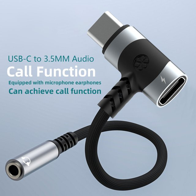 HOMEFISH 2-in-1 USB-C-auf-3,5-mm-Audio-Adapter mit 100 W PD Schnellladefunktion und Aux-Mikrofonanschluss für dein Smartphone und Tablet - Bild 1