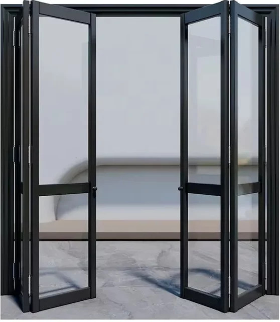 Moderne Außenklapptür aus Aluminiumlegierung mit Glas in Schwarz - Bild 1
