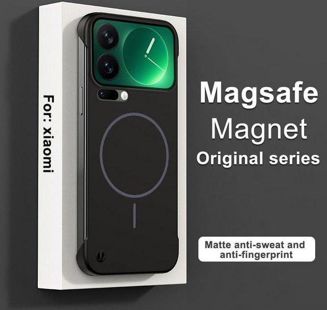 Schlanke randlose Magnet-Schutzhülle mit Linsenschutz für Xiaomi in Schwarz - Bild 1