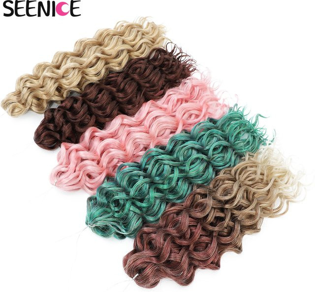 SEENICE Haarverlängerung Afro Locken Wasserwelle, Ombre Braun, Damen - Bild 1