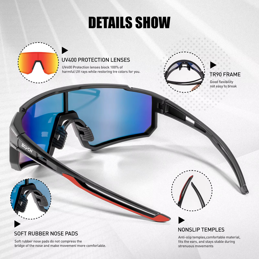 Scvcn Sportsonnenbrille, Unisex, Vollrand, Wrap, Kunststoff - Bild 5