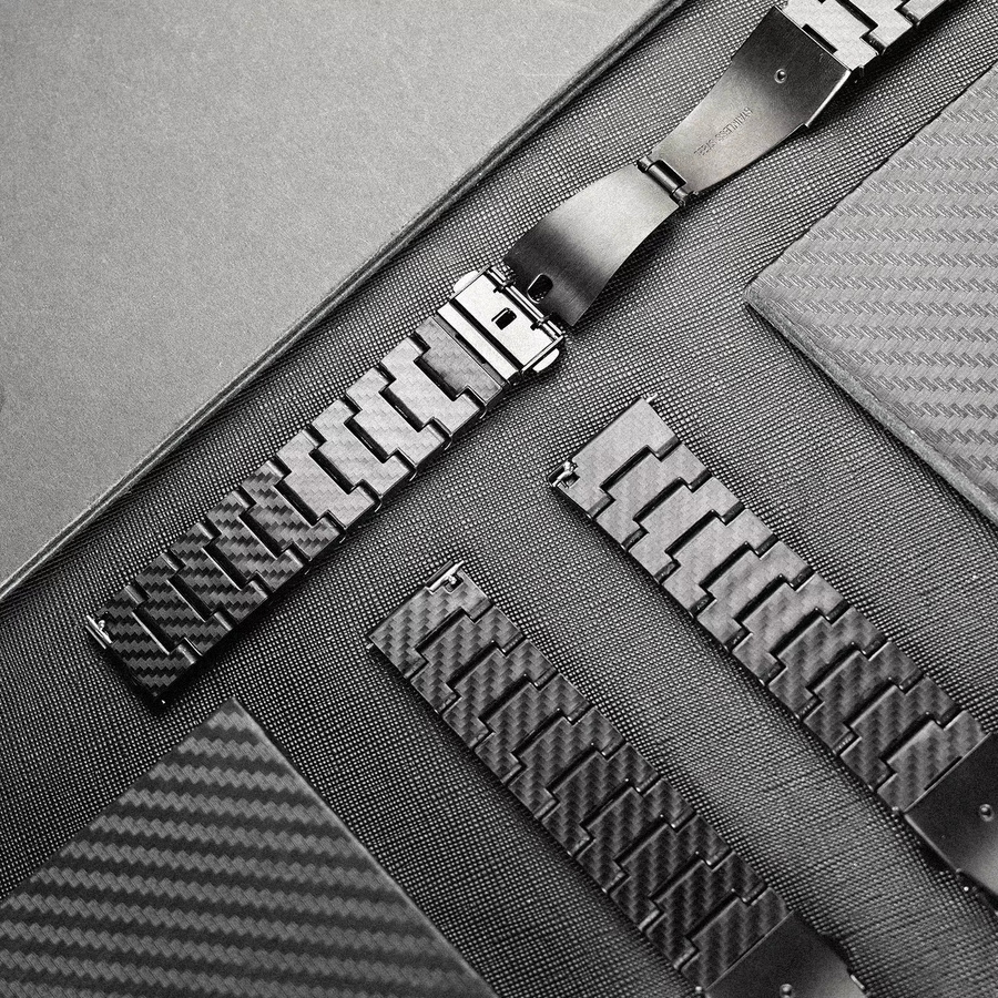 Uhrenarmband Carbon Faser, Schwarz, Unisex - Bild 2