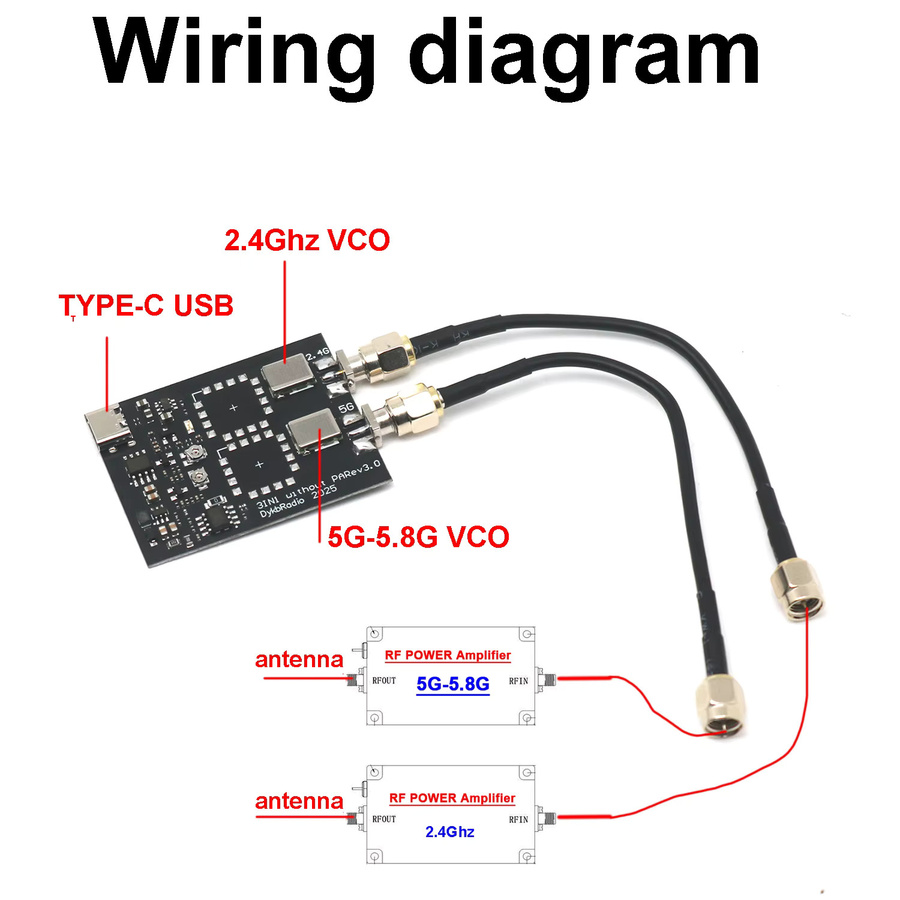 DYKBmetered 3-in-1 VCO-Generator Sweep-Signalquelle für 2,4GHz 5GHz 5,8GHz WiFi und Bluetooth in Schwarz - Bild 2